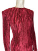 Zoomed in view-Mary McFadden dark red pleated long sleeve top