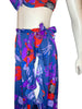 blue and red floral wrap skirt