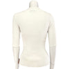 Back view White short sleeve ribbed sweater