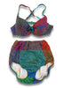 floral color-block 2 piece bikini 