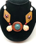 Single strand multimedia necklace with resin and wood beads