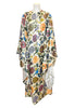 Front view-White and colorful floral pattern robe dress