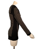 Side view of mannequin wearing long sleeve Moschino black and white polka dot Tunic/ Dress
