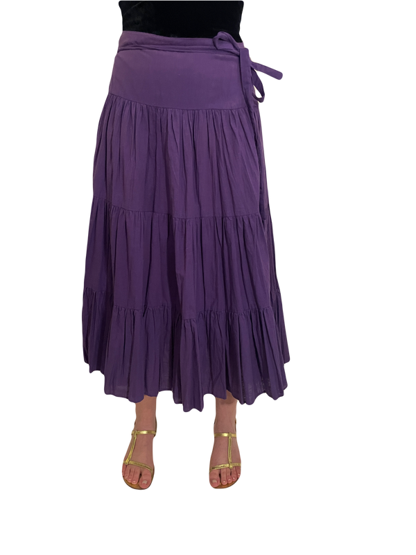 1970s Purple Tiered Wrap Skirt