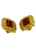 Gold Rectangle Clip-On Earrings w/ Cutout Detail