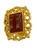 Gold Rectangle Clip-On Earrings w/ Cutout Detail
