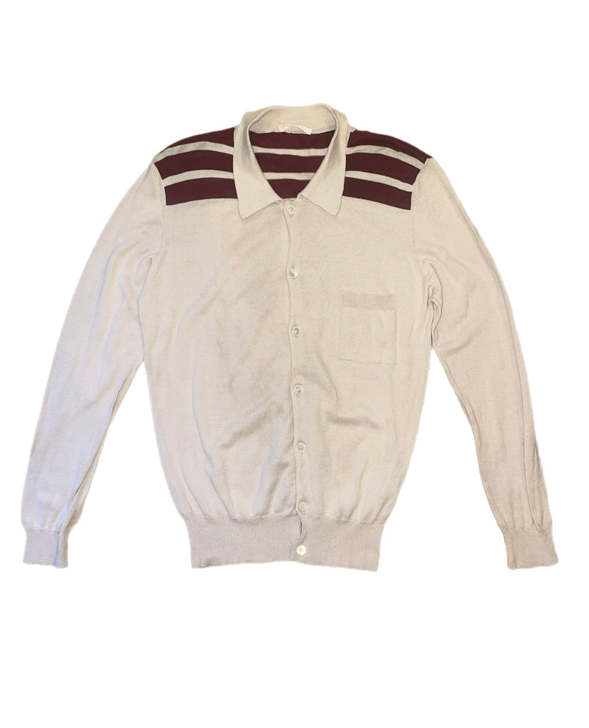 1990s Helmut Lang Burgundy Striped Cardigan