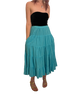 1970s Deadstock New Hero Aqua Blue Tiered Cotton Skirt