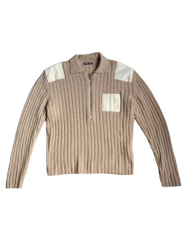 1990s Helmut Lang Camel Zip Neck Sweater