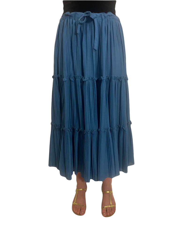 1980s Marie Pierre Tattarachi Blue Tiered Skirt