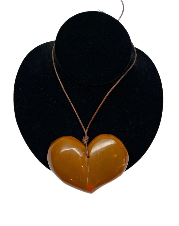 Cara Croninger Hand Carved Brown Heart Pendant Necklace