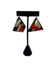 Cara Croninger Black, Gray & Red Triangle Collage Earrings