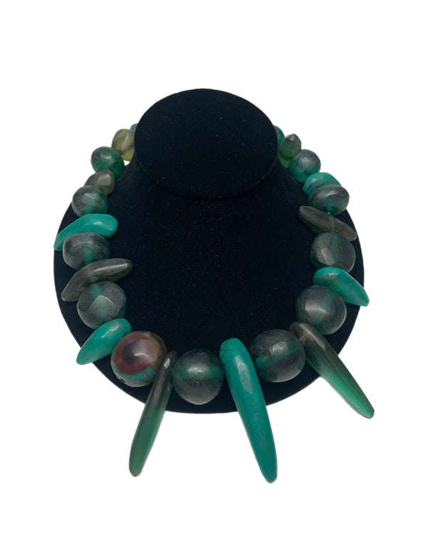 Cara Croninger Hand Carved Blue Bead Necklace