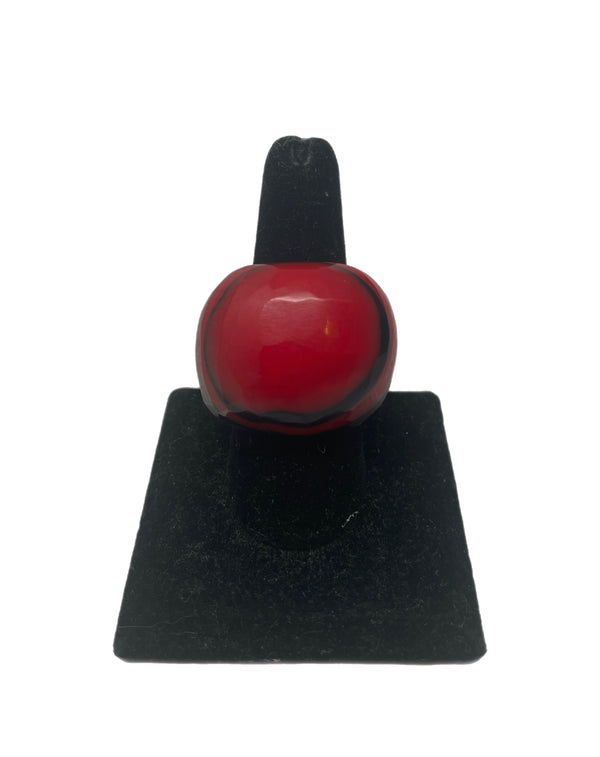 Cara Croninger Red & Black Stripe Resin Ring