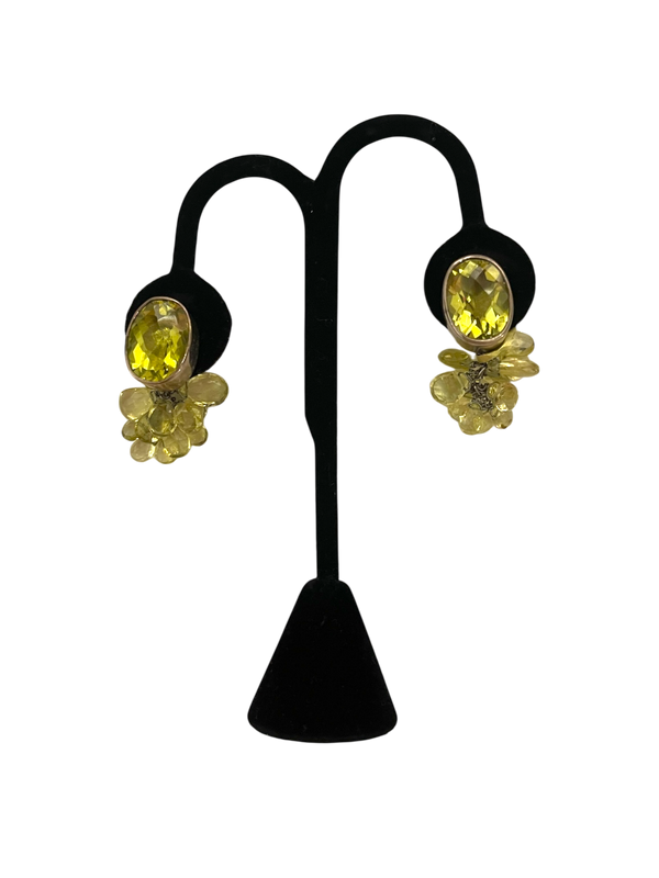 Light Green Peridot Drop Clip-On Earrings