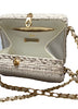 1960s Rodo White Basket Weave Bag w/ Gold Chain Strap
