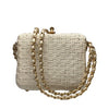 1960s Rodo White Basket Weave Bag w/ Gold Chain Strap