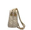 1960s Rodo White Basket Weave Bag w/ Gold Chain Strap