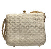 1960s Rodo White Basket Weave Bag w/ Gold Chain Strap