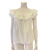 Front of lace top with ruffle scoop neck 