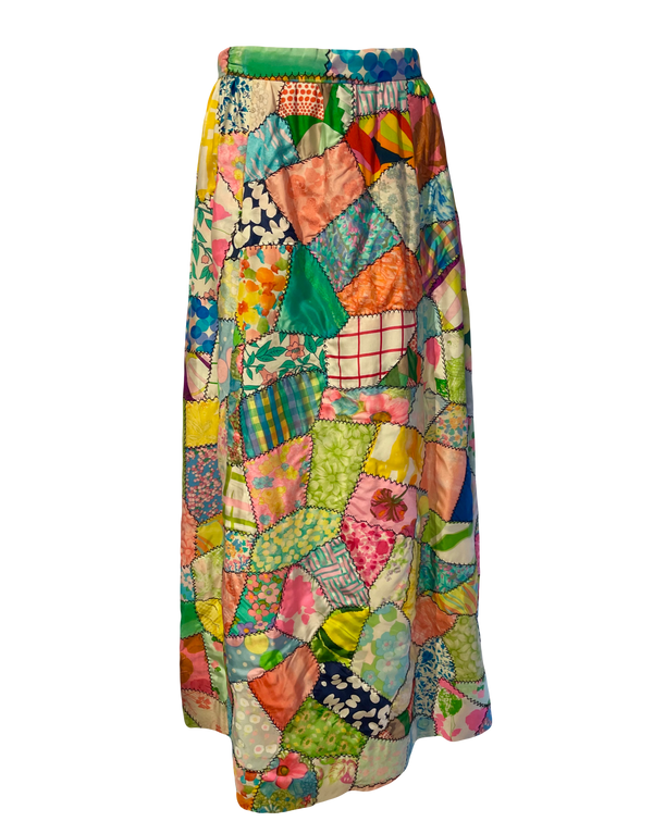 1970s Mix Print Patchwork Maxi Skirt
