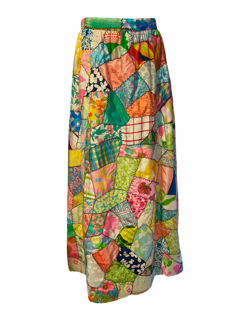 1970s Mix Print Patchwork Maxi Skirt