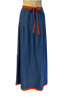 1970s Saks Fifth Avenue Blue & Red Cotton Pleated Maxi Skirt