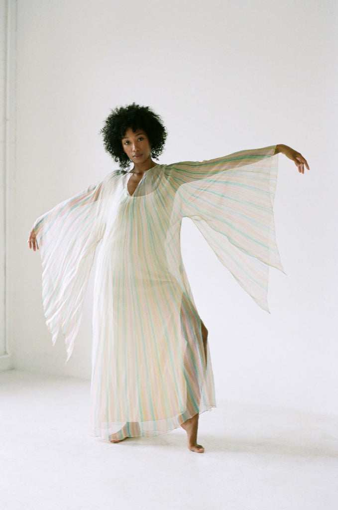 1970s Halston Hand Dyed Striped Caftan Dress - Main Image