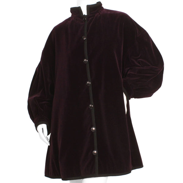 Yves Saint Laurent 1970s Purple Velvet Opera Coat
