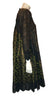 long-sleeve, tent-style, knee-length dress with a combination of lace & leopard-print jacquard in greens, brown and gold.
