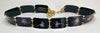 black plastic chain belt with purple flowers pressed inside