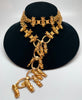 gold chain belt with king head charms