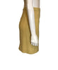 yellow, wool, two-piece jacket & skirt with black trim on four front pockets and on collar and cuffs. gold buttons down front.