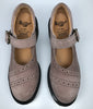 Top view of Lavender suede brogue mary jane shoes by Dr. Martens