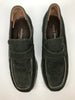 Top view of 1990s Stephane Kelian platform loafer shoes with fabric upper and leather trim 