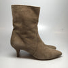 Andrea Carrano beige suede kitten heel ankle boot with pointy toes