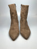 Andrea Carrano beige suede kitten heel ankle boot with pointy toes