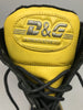 Yellow tongue of Dolce & Gabbana Junior blue, yellow, black and white color block sneaker boots.