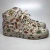 White high top sneakers with an all over bug print by Kiki Picasso x Slugger