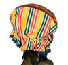 Coordinating striped bonnet. 
