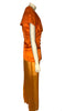 Michoel Schoeler orange silk collared button down top with sheer orange organza maxi skirt
