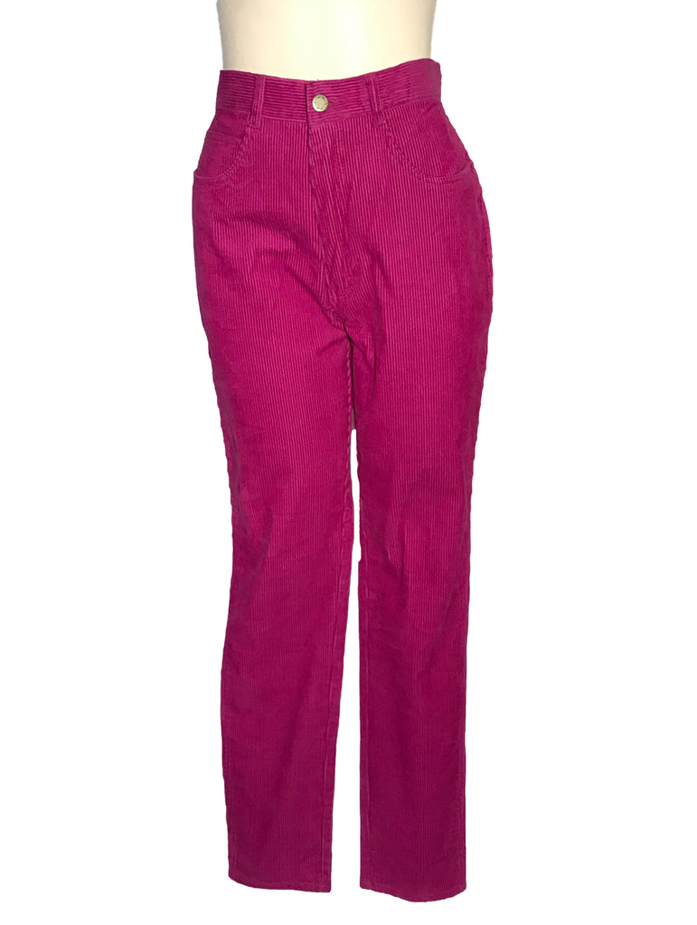 Magenta colored corduroy high waisted pants by Jordache