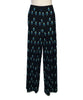 Black and blue patterned wide leg pants by Mr. Dino
