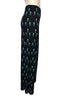 Side view of Black and blue patterned wide leg pants by Mr. Dino
