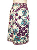 Purple, blue, and grey floral print cream Emilio Pucci Side snap Midi Skirt