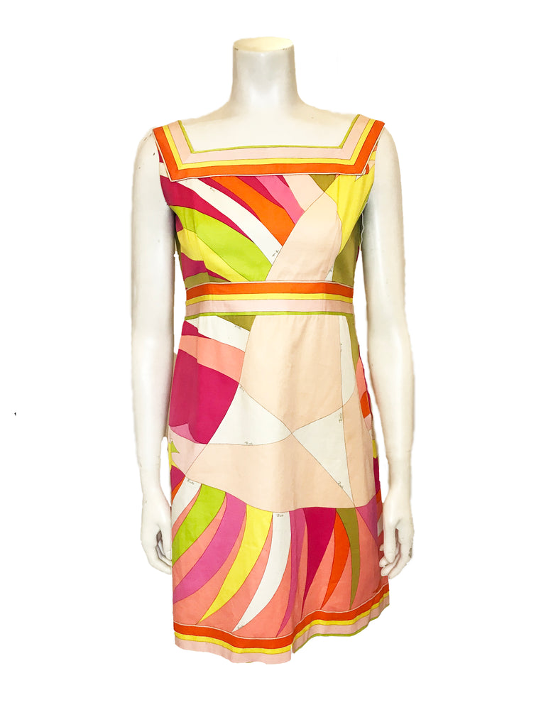 1960s Pucci Square Neck Cotton Mini Dress 1960s Pucci Square Neck Cotton Mini Dress