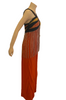 Costume orange rayon sleeveless jumpsuit with long plastic beads from bodice and beaded top