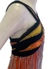 Costume orange rayon sleeveless jumpsuit with long plastic beads from bodice and beaded top