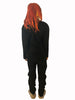 Black, wool, zip-up, long-sleeve jumpsuit with belt-loops and pockets.  