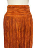 Zoomed in waist view-Mary McFadden burnt orange pleated flowy pants